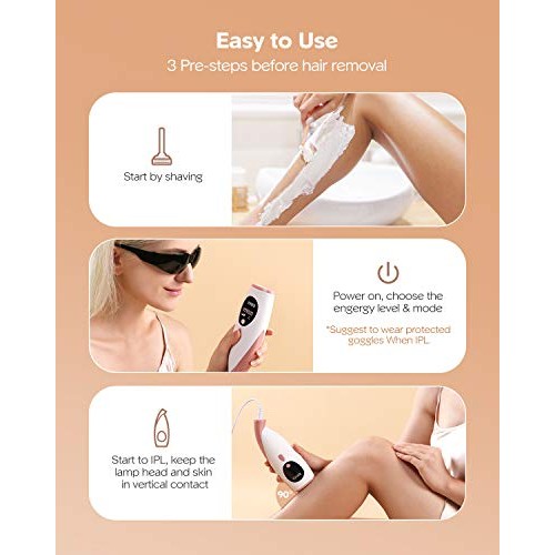 IPL laser Hair Removal for Women and Men,999,000 Flashes Auto Manual Modes 5 ...