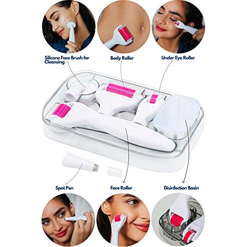 Derma Roller Kit 6 in 1 for Microneedling Face and Body, Titanium Needles 0.2...