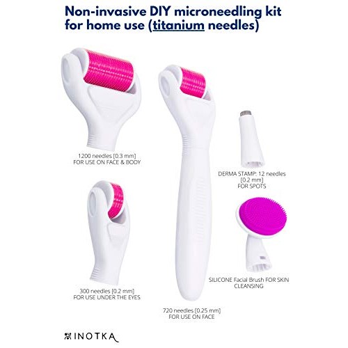 Derma Roller Kit 6 in 1 for Microneedling Face and Body, Titanium Needles 0.2...