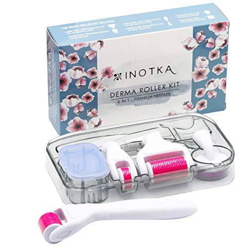 Derma Roller Kit 6 in 1 for Microneedling Face and Body, Titanium Needles 0.2...