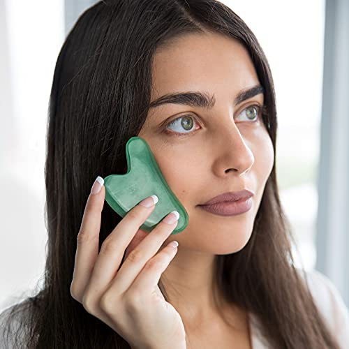 Gua Sha Massage Tool for Facial and Body Massage, Jade Gua Sha Tool Green Ave...