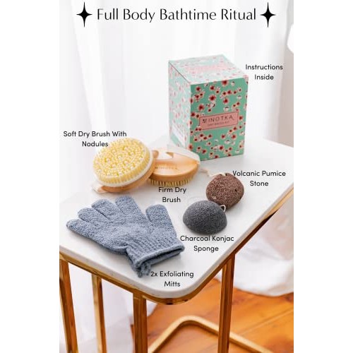 Vegan Dry Brush for Cellulite and Lymphatic Drainage Massage, Natural Firm an...