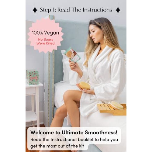 Vegan Dry Brush for Cellulite and Lymphatic Drainage Massage, Natural Firm an...