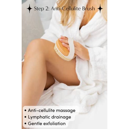 Vegan Dry Brush for Cellulite and Lymphatic Drainage Massage, Natural Firm an...