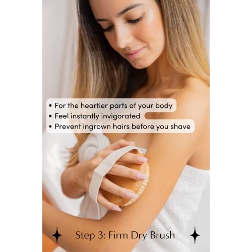 Vegan Dry Brush for Cellulite and Lymphatic Drainage Massage, Natural Firm an...