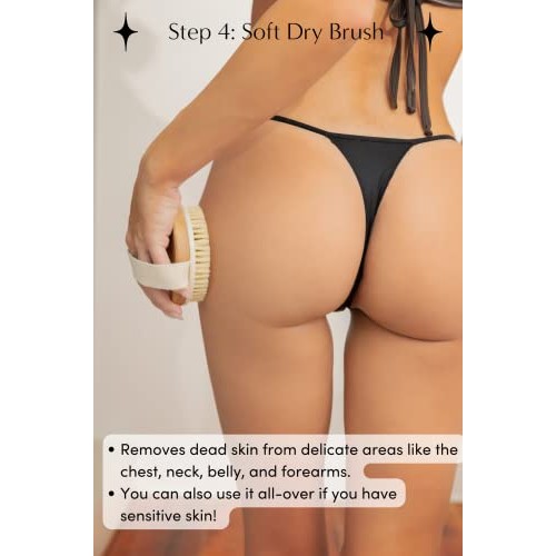 Vegan Dry Brush for Cellulite and Lymphatic Drainage Massage, Natural Firm an...