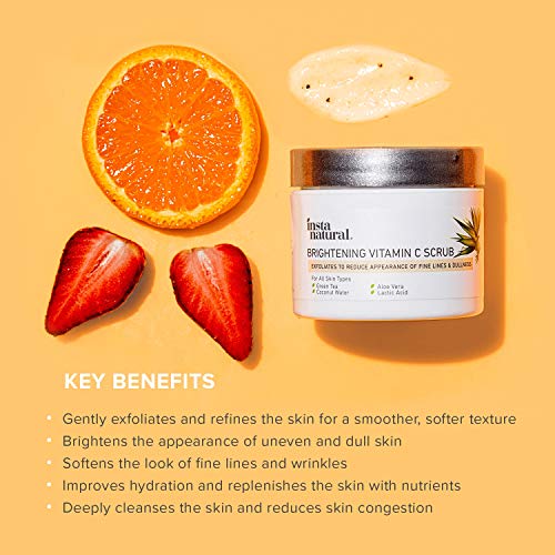 Brightening Vitamin C Face Scrub - Natural Cleansing Exfoliator - Blackhead R...