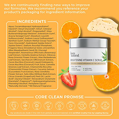 Brightening Vitamin C Face Scrub - Natural Cleansing Exfoliator - Blackhead R...