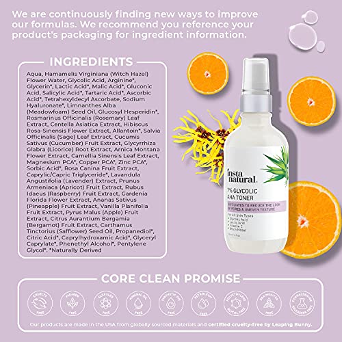 Glycolic Acid Toner 7% with Vitamin C - Pore Minimizer, Blackhead & Brighteni...