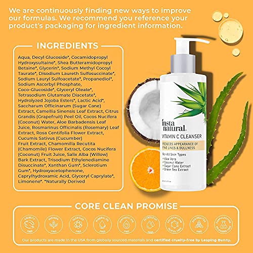 Vitamin C Cleanser - Anti Aging Face Wash & Exfoliating Facial Cleansing Gel ...