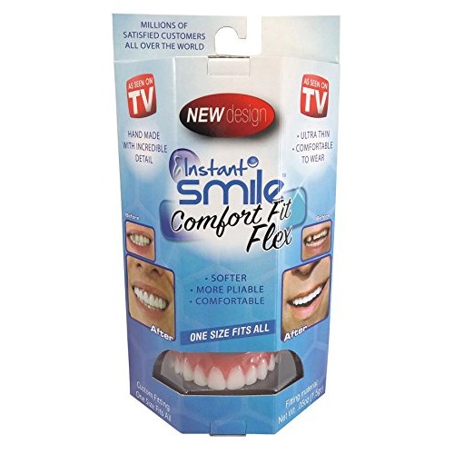 Instant Smile Comfort Fit Flex - Bright White Shade - Cosmetic Teeth, Comfort...