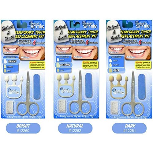 Instant Smile Select A Tooth Temporary Tooth Replacement Kit - 3 Pack Combo -...