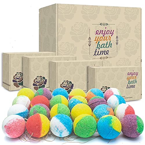 INTEYE Bath Bombs Gift Set, 24 Handmade Fizzies Rich in Essential Oil, Moistu...