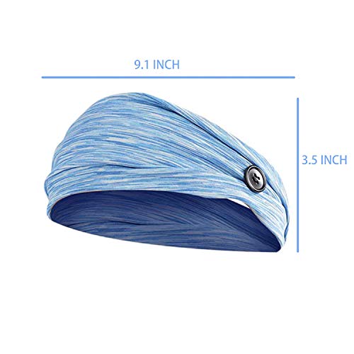 6Pcs Button Headbands Set, Non Slip Elastic Headbands Moisture Wicking Sweatb...