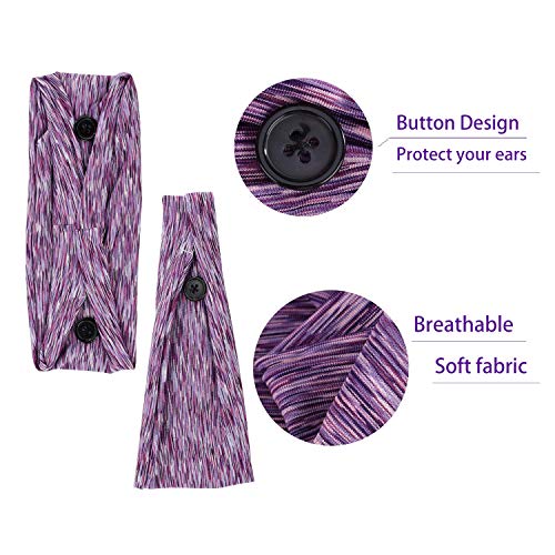 6Pcs Button Headbands Set, Non Slip Elastic Headbands Moisture Wicking Sweatb...