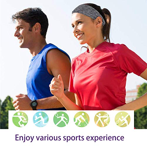 6Pcs Button Headbands Set, Non Slip Elastic Headbands Moisture Wicking Sweatb...