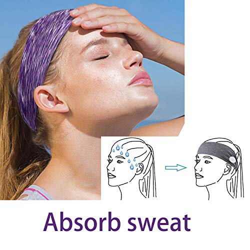 6Pcs Button Headbands Set, Non Slip Elastic Headbands Moisture Wicking Sweatb...