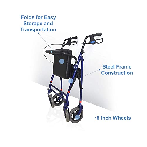 Invacare Bariatric Rollator, 500 lb. Weight Capacity, Flip-Up Padded Seat, 66...
