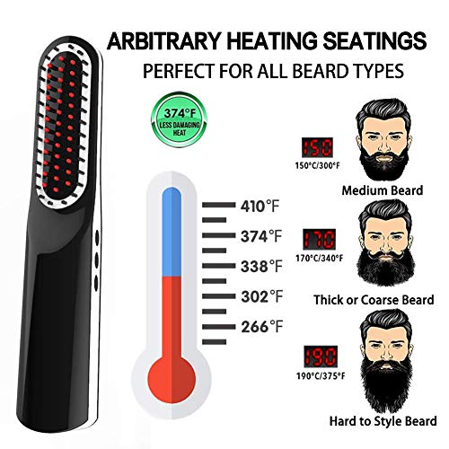 Beard Straightener, Beard Straightening Comb with Cordless/Mini Sized/Auto Sh...