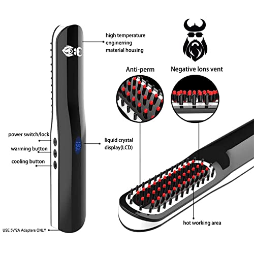 Beard Straightener, Beard Straightening Comb with Cordless/Mini Sized/Auto Sh...
