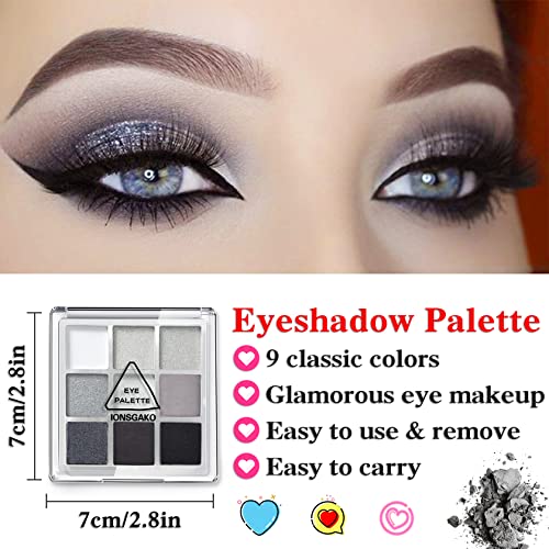 Smokey Eyeshadow Palette,Black Eyeshadow Palette,Dark Gray & Silver Eyeshadow...