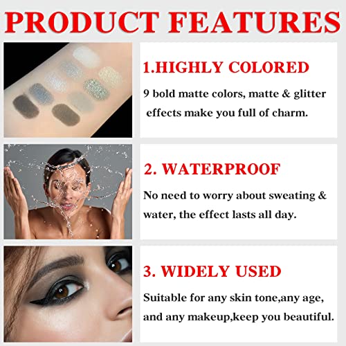 Smokey Eyeshadow Palette,Black Eyeshadow Palette,Dark Gray & Silver Eyeshadow...