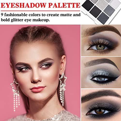 Smokey Eyeshadow Palette,Black Eyeshadow Palette,Dark Gray & Silver Eyeshadow...