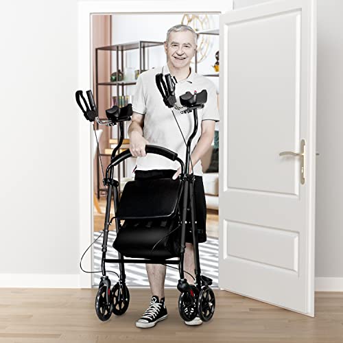 iooHug Walkers for Seniors with Seat, Upright Rollator Walker Lightweight wit...