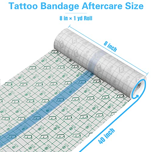 Iootmoy Tattoo Aftercare Bandage | 8 in x 40 in Roll | Clear Adhesive Wrap Se...