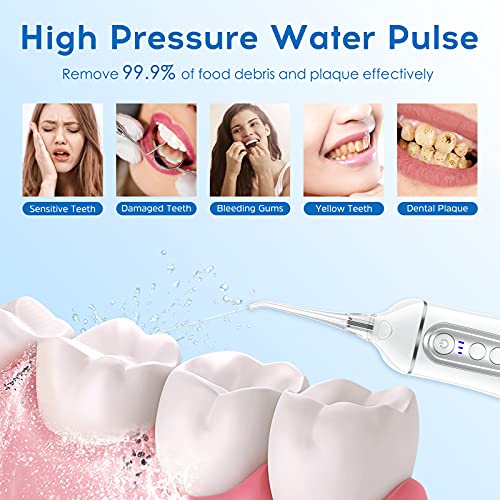 Water Flosser Cordless for Teeth - 4 Modes Water Teeth Cleaner with 300ML Wat...