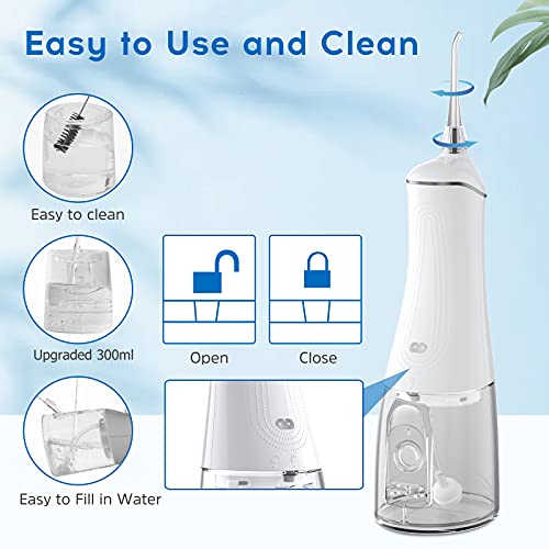 Water Flosser Cordless for Teeth - 4 Modes Water Teeth Cleaner with 300ML Wat...