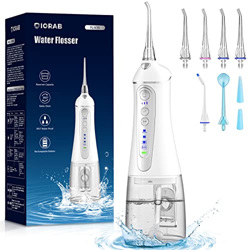 Water Flosser Cordless for Teeth - 4 Modes Water Teeth Cleaner with 300ML Wat...