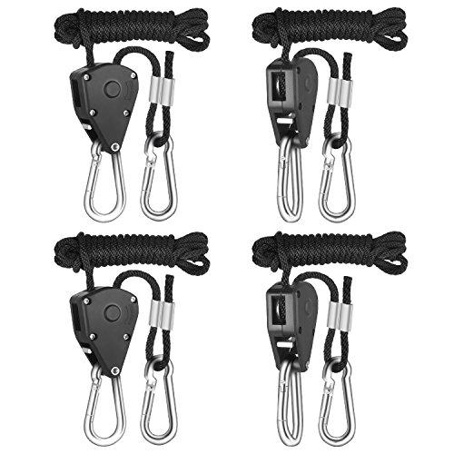 iPower GLROPEX2 2-Pair 1/8 Inch 8-Feet Long Heavy Duty Adjustable Rope Clip H...