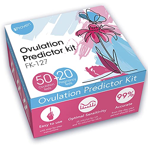 iProven Ovulation Predictor Kit - 50 LH Ovulation Test Strips and 20 HCG Earl...