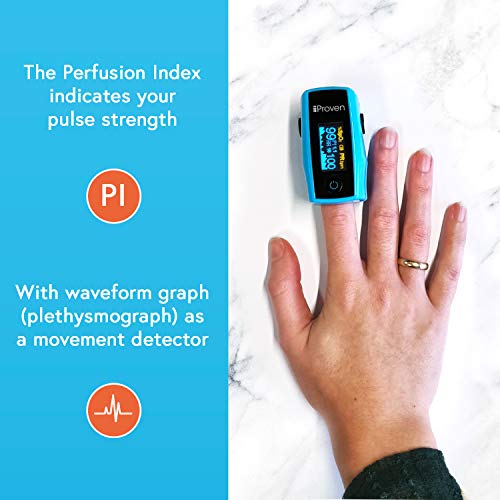 iProven Finger Pulse Oximeter, Blood Oxygen Monitor which Measures Respirator...