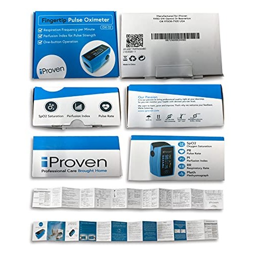iProven Finger Pulse Oximeter, Blood Oxygen Monitor which Measures Respirator...