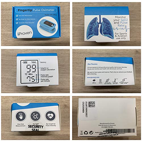 iProven Pulse Oximeter with Heart Rate Monitor on Fingertip, Oxygen Saturatio...