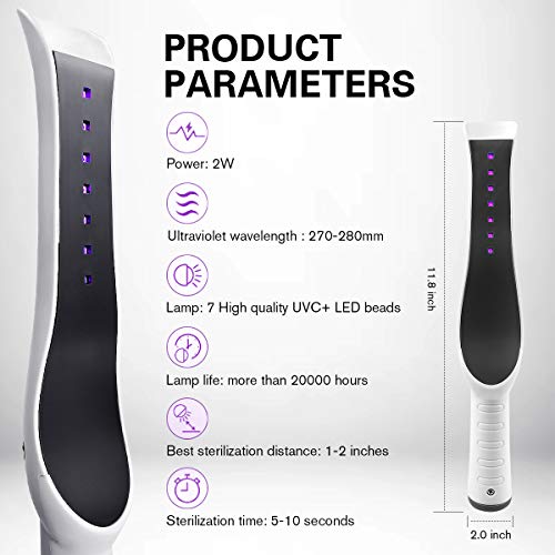 UV Light Sanitizer Wand, Portable UVC Light Sanitizer Perfect for Home Hotel ...