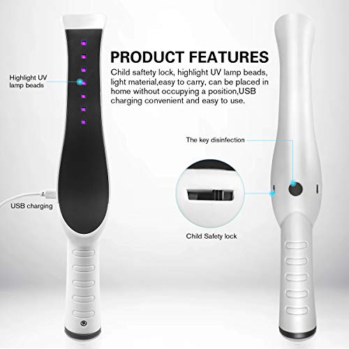 UV Light Sanitizer Wand, Portable UVC Light Sanitizer Perfect for Home Hotel ...