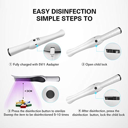 UV Light Sanitizer Wand, Portable UVC Light Sanitizer Perfect for Home Hotel ...