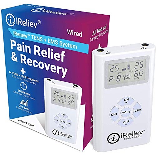 iReliev TENS + EMS Combination Unit Muscle Stimulator for Pain Relief & Arthr...