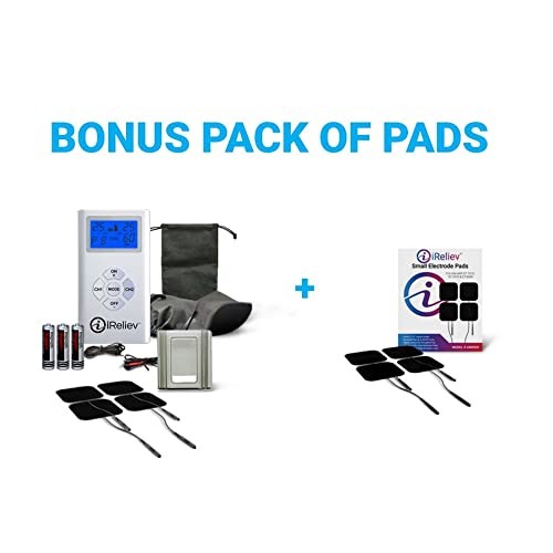 iReliev TENS Unit Electronic Pulse Massager & (8) Electrodes Pain Relief Bund...