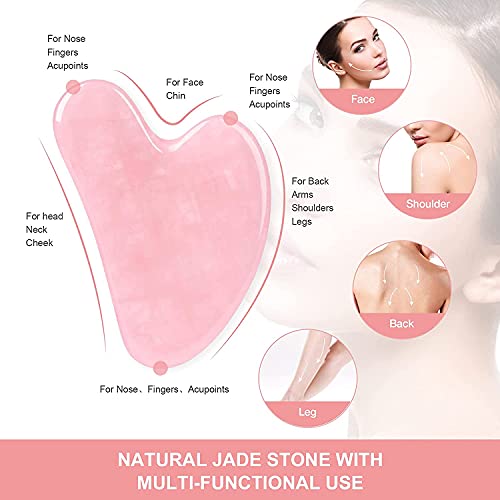 IRELOJ Gua Sha Scraping Massage Tools,Natural Jade Stone Guasha Board for Fac...