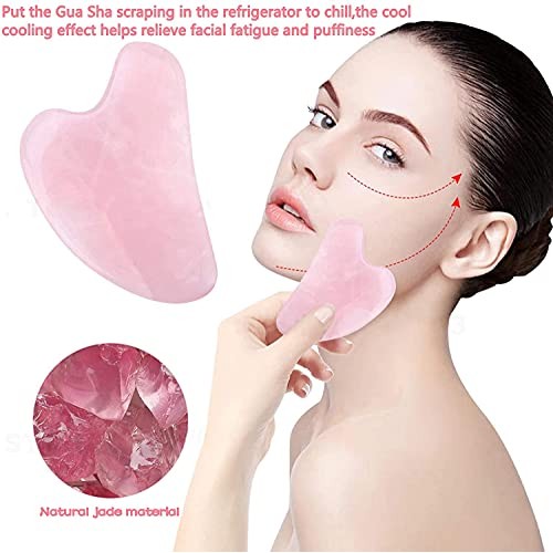 IRELOJ Gua Sha Scraping Massage Tools,Natural Jade Stone Guasha Board for Fac...