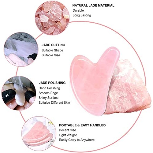 IRELOJ Gua Sha Scraping Massage Tools,Natural Jade Stone Guasha Board for Fac...