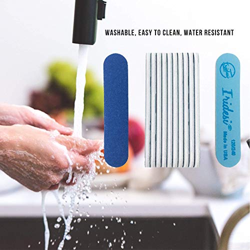 Iridesi Professional Mini Blue Finger Nail Files 120/240 Washable Emery Board...