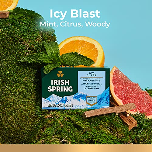 Irish Spring Bar Soap for Men, Icy Blast, Men's Bar Soap, 3.7 Oz, 24 Pack