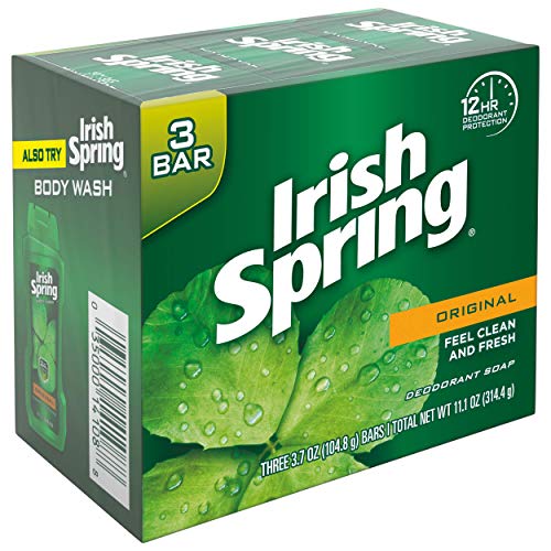 Irish Spring Deodorant Bar Soap, Original, Green Irish Spring, 11.1 Ounce