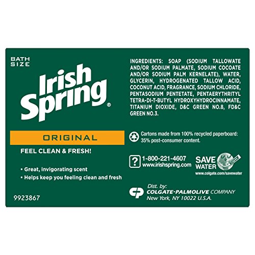 Irish Spring Deodorant Bar Soap, Original, Green Irish Spring, 11.1 Ounce