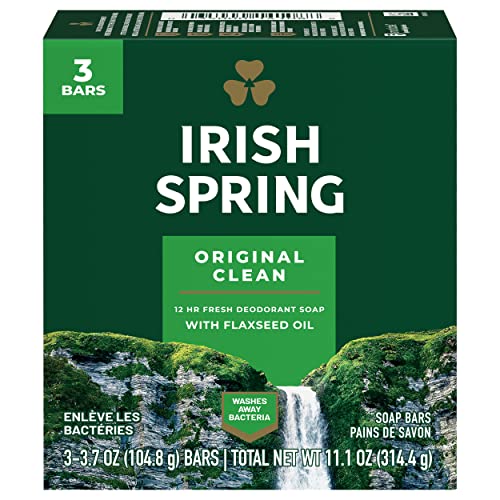Irish Spring Deodorant Bar Soap, Original, Green Irish Spring, 11.1 Ounce